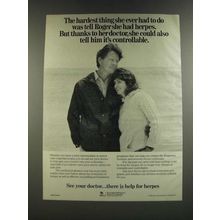 1986 Burroughs Wellcome Ad - Had to Tell Roger She Had Herpes