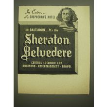 1946 Sheraton Belvedere Hotel Ad - In Cairo.. It's Shepheard's Hotel