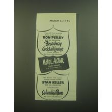1946 Hotel Astor Ad - From 5:30 pm. To closing dance to the music of Ron Perry
