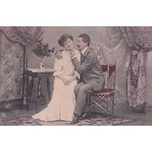 Lovers Sharing Smoking A Cigarette Antique Postcard