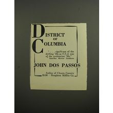 1952 Disctrict of Columbia Book by John Dos Passos Advertisement