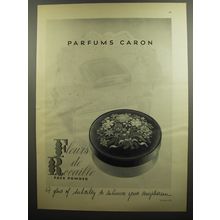 1952 Caron Fleurs de Rocaille Face Powder Ad - Parfums Caron