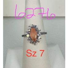 NWT Bomb Party Sz7 Revealed BP Ring Jewelry RBP Marquise Peach Rhodium Pl