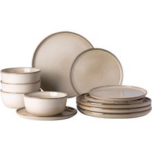 GBHOME Ceramic Dinnerware Sets for 4, 12 Pieces Stoneware Plates and Bowls Sets,
