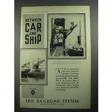 1931 Erie Railroad Ad - Between Car and Ship