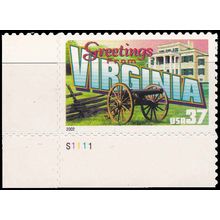3741 37c Virginia Fine MNH P#S LL S1111 V2848