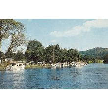 Tea Gardens at the Newby Bridge Riverside Boat Moorings 1970s Postcard