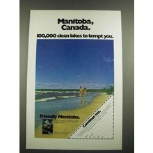 1974 Manitoba Canada Ad - 100,000 Clean Lakes to Tempt You