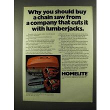 1974 Homelite XL and XL 2 Chain Saws Ad - Lumberjacks