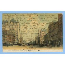 New Jersey Newark Broad St Looking North Street Scene View w/Old Buildings~782