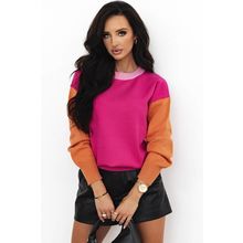Bonbon Three Tone Contrast Round Neck Loose Sweater