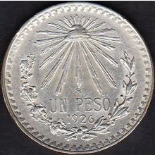 1926 Mexico 1 Peso Silver Coin