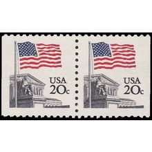 1896 20c U.S. Flag Fine MNH Dry Gum BPS Hor Pair V4728 (7)