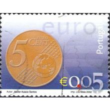 PORTUGAL, Introduction of Euro, 5p, blue 2002, 0.10