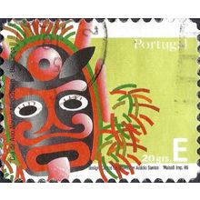 PORTUGAL, Dia de Ano Novo mask, Mogadouro, Braganza, yellow 2006, E 20gm