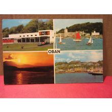 OBAN, SCOTLAND multiview used vintage postcard. Colourmaster 1974 postmark =