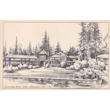 Shawnigan Lake Beach Hotel BC Canada Canadian Artist Old Postcard