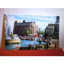 TRAFALGAR SQUARE, London. used vintage postcard by John Hinde 1965 pm #