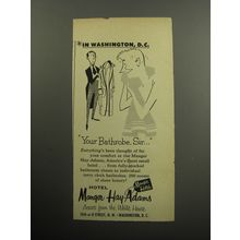 1957 Hotel Manger Hay-Adams Ad - In Washington, D.C. Your Bathrobe, Sir