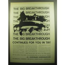 1958 Chrysler Corporation Ad - The Big Breakthrough continues for you in '58