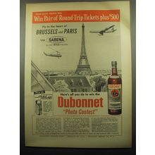 1959 Dubonnet Aperitif Ad - Fly to the heart of Brussels and Paris via Sabena