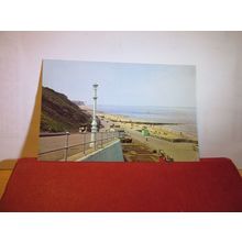 BEACH AND CLIFFS, CROMER, NORFOLK. used vintage postcard 1961 pm =