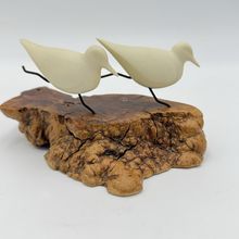 Vtg John Perry Seagull Running on Burl Wood Base Sculpture Signed 1986 Figurine
