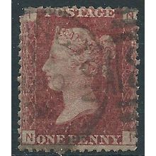 1858 SG43 1d Red Plate 206 Good/Fine Used Check Letters "NI"