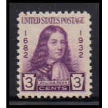 724 3c William Penn Just Clears MNH O3452