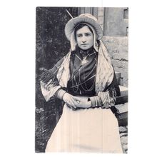 GIRL IN NATIONAL DRESS, BELGIUM unused vintage postcard =