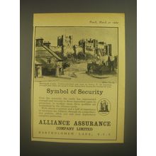1962 Alliance Assurance Company Limited Ad - Bamburgh Castle, Northumberland
