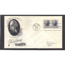 FDC Art Craft 1229 5c George Washington Pair (Cachet-Penciled/A) CV41998