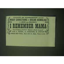 1946 I Remember Mama Play Ad - Rodgers and Hammerstein present Mady Christians