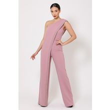 Women's Mauve One Shoulder Greek Border Pattern Jumpsuit (S)