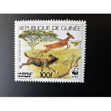 Guinée 1991 Mi. 1323 surchargé WWF faune Fauna Panda Chien Gazelle Wild Dog Hund