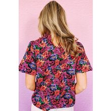 Multicolor Floral Print Round Neck Puff Sleeve Blouse