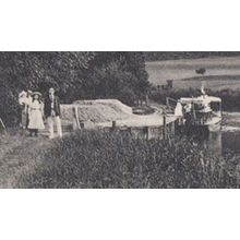 Family Posing by Their Boat Ship on Streatley Hills Berkshire Antique Postcard