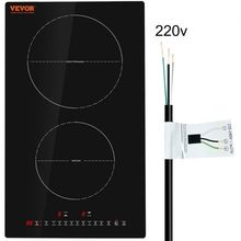 Electric Cooktop, 2 Burners, 12'' Induction Stove Top, Built-in Magnetic Coo...