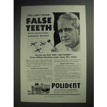 1941 Polident Ad -Clean False Teeth