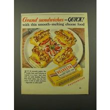 1941 Kraft Velveeta Cheese Ad - Grand Sandwiches Quick