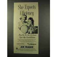 1956 Air France Aviation Ad - She Expects Efficiency