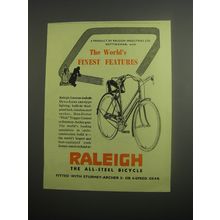 1948 Raleigh Bicycles Ad - The World's finest features