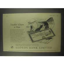 1954 Lloyds Bank Ad - Travellers' Cheques at home