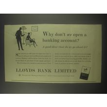 1954 Lloyds Bank Ad - Why don't we open a banking account?