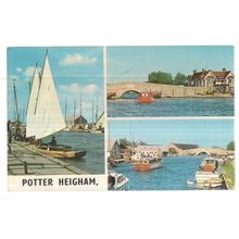 multiview, POTTER HEIGHAM, NORFOLK BROADS used postcard colourmaster 1977 pm =