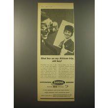 1965 Sabena Airlines Ad - Shot her on my African trip, old boy!