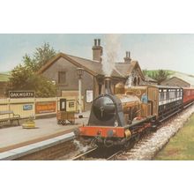 Oakworth Station 0-6-0 Train Tank Yorkshire Railway Painting Postcard