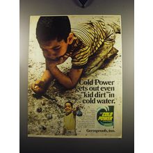 1969 Cold Power Detergent Ad - Cold Power gets out even kid dirt in cold water