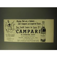 1960 Campari Aperitif Ad - Playing Polo on a Unicorn
