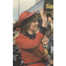 Princess Diana Caernarvon Wales October 1981 Stunning Red Fashion Postcard